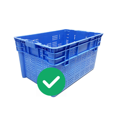 HDPE της Virgin PP Nestable πλαστικά κλουβιά φορτίων κλουβιών 70Kg αποθήκευσης θαλασσινών Stackable
